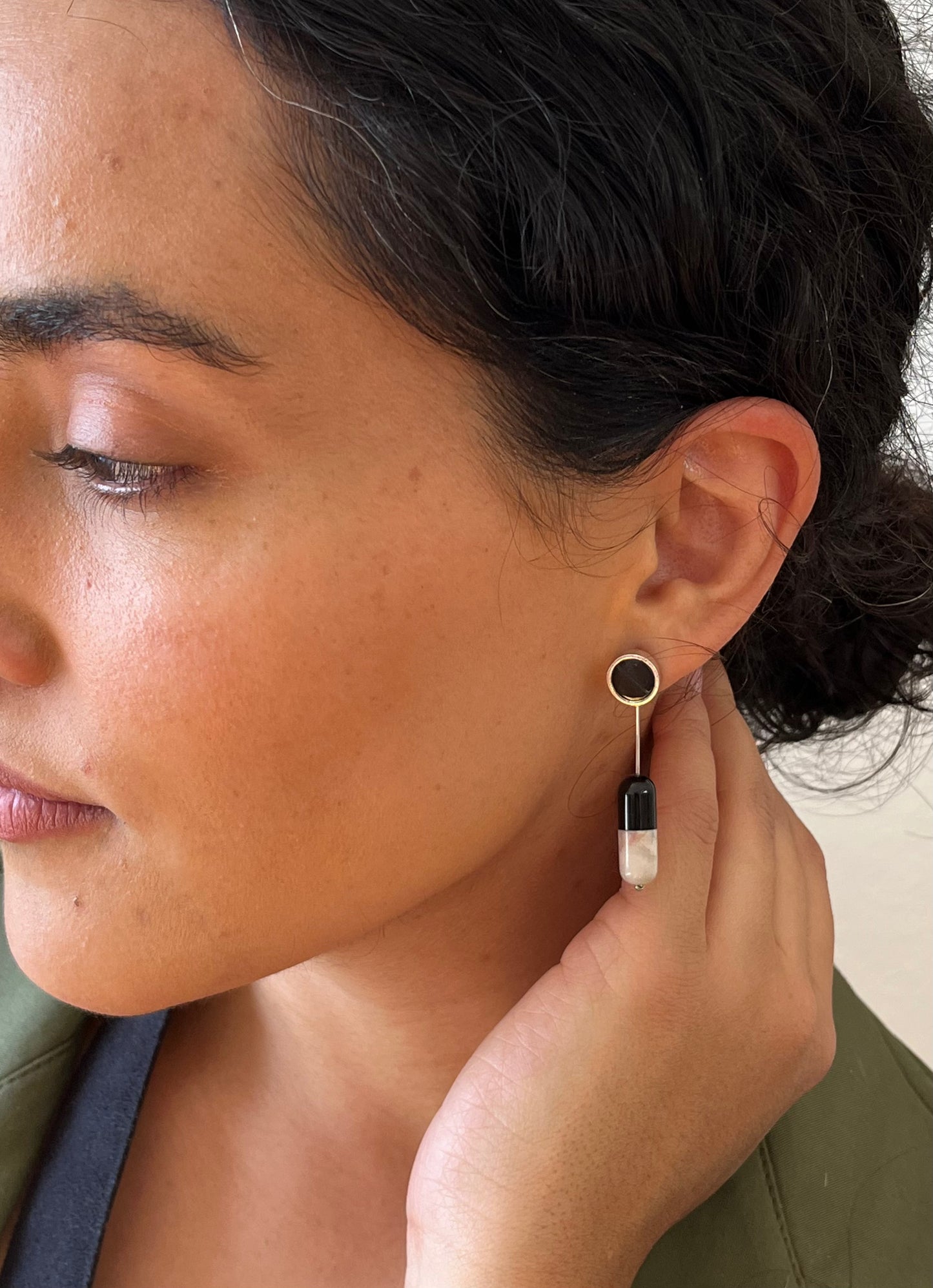 2 in 1 Marble Capsule Earrings
