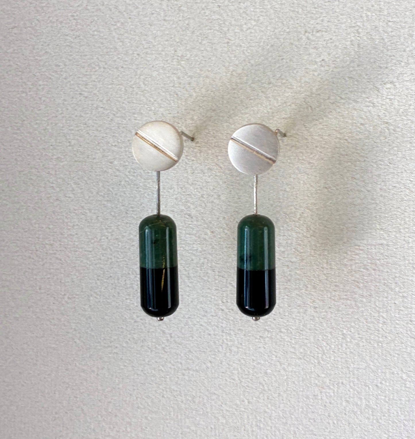 Green Marble Pill Earrings