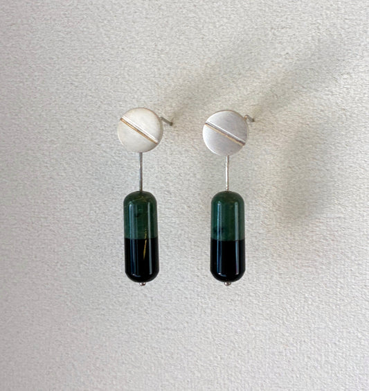Green Marble Pill Earrings